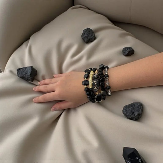 Black Tourmaline & Onyx Bracelet – Double Protection & Bold Energy