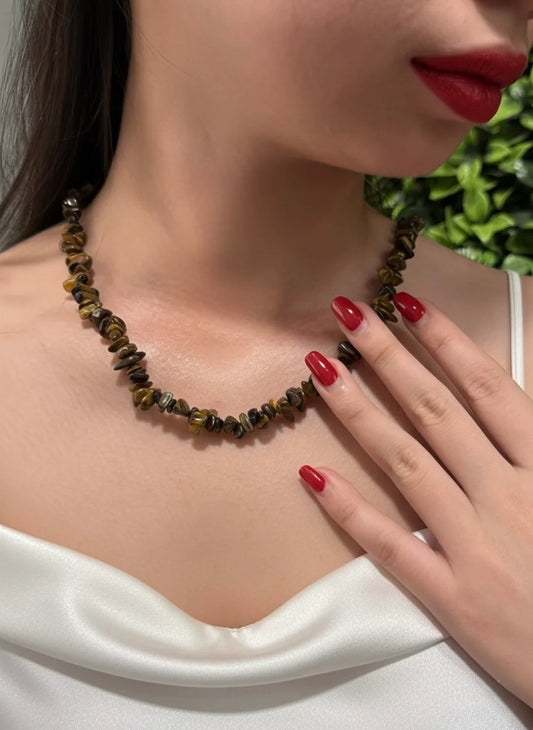 Tiger Eye Chip Necklace – Courage, Confidence & Golden Strength
