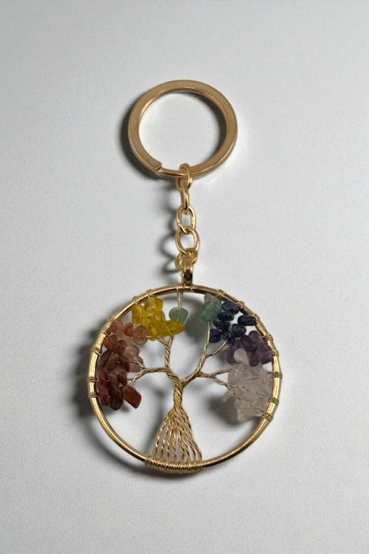 Tree of Life Keychain – 7 Chakra Stone Tree of Life Keychain for Balance & Healing Energy