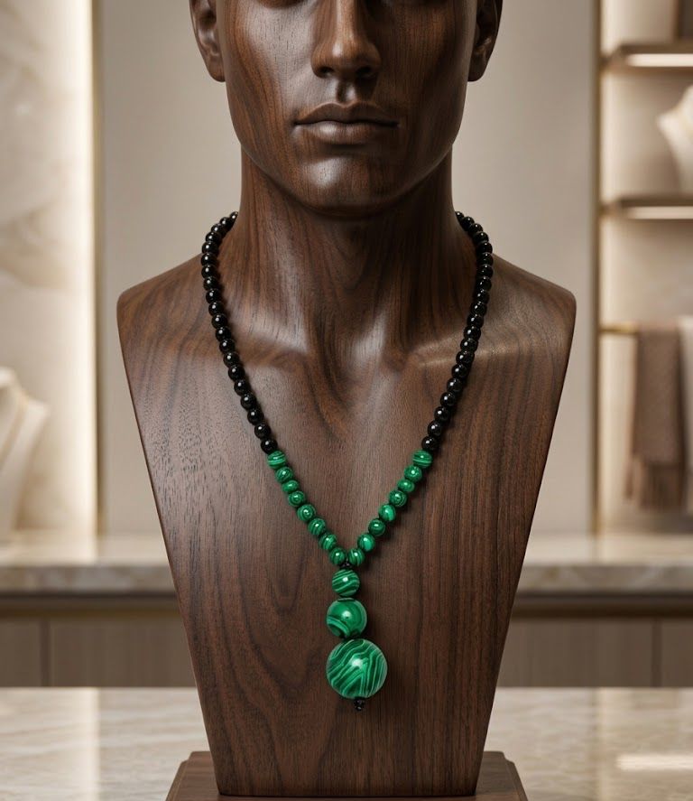 Malachite & Black Obsidian Protection Necklace