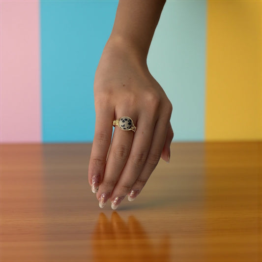 Wild Focus Dalmatian Jasper Ring – Break Patterns & Build Power