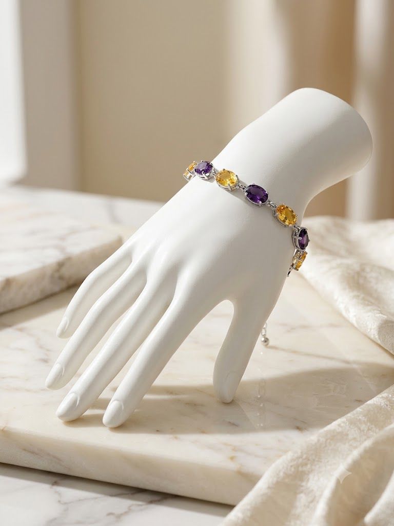 Amethyst & Citrine Harmony Crystal Tennis Bracelet