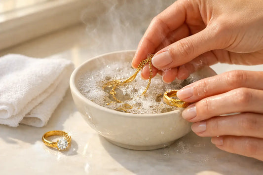 cleaning gold jewelry in hot water