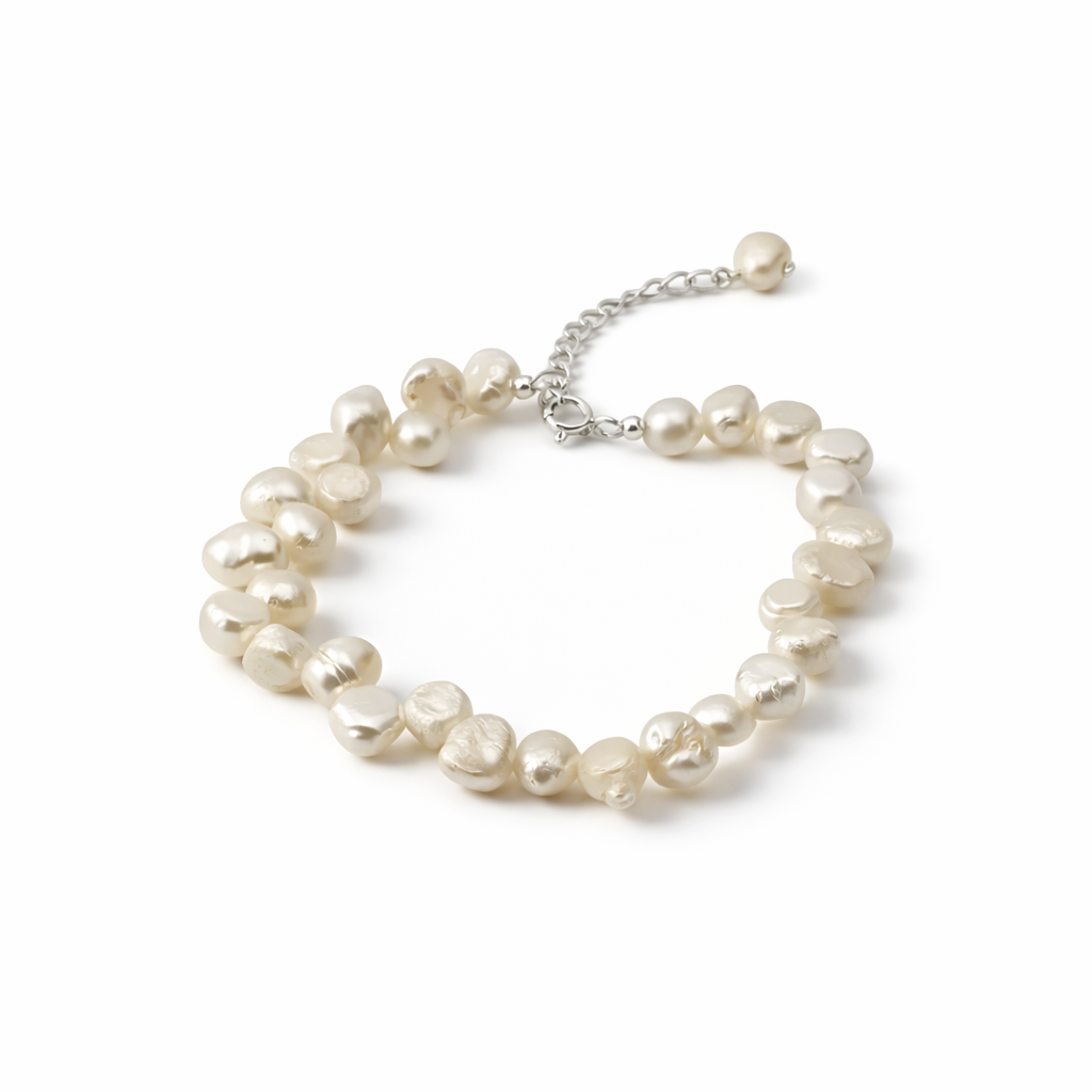 Pearl bracelet on a white background