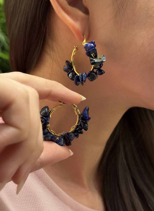 Lapis Hoop Earrings - Midnight Truth Hoops