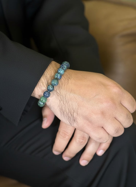 azurite malachite mens bracelet