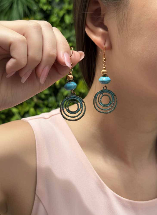 Turquoise Spiral Drop Earrings - Earth Echo