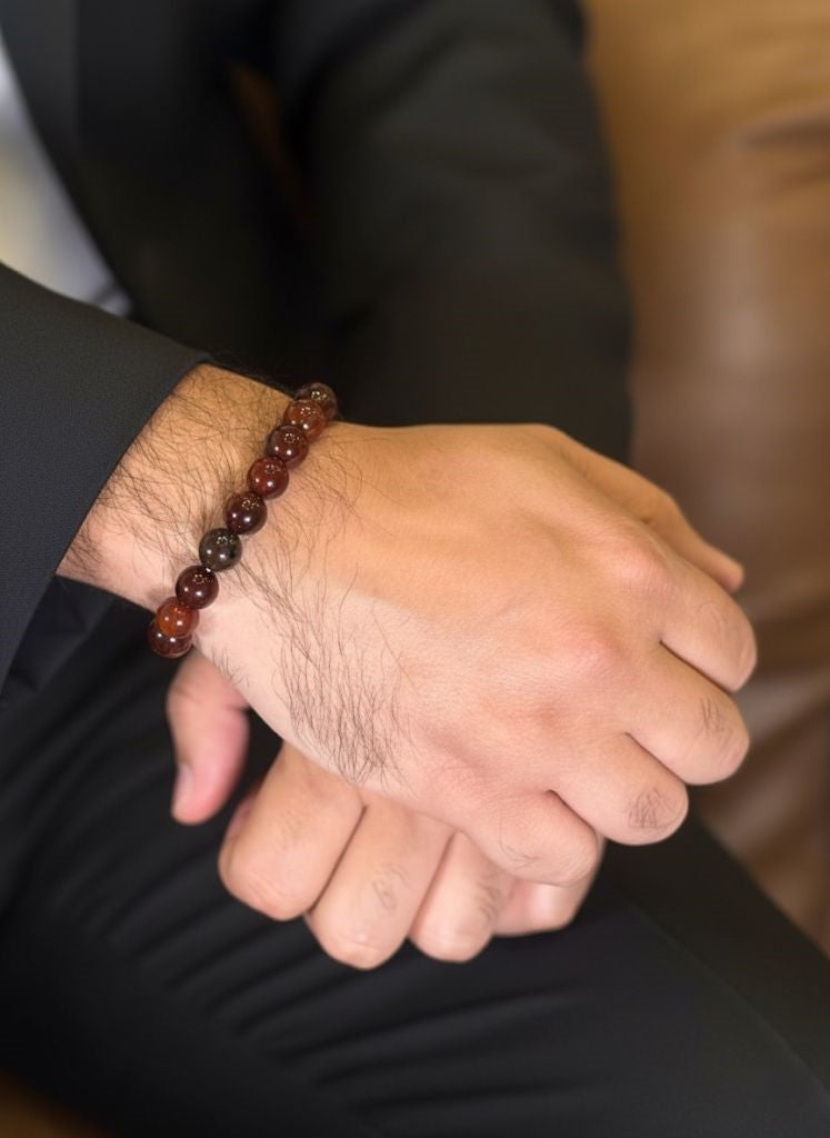 red tiger eye mens bracelet
