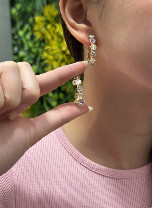 Moonstone & Crystal Quartz Earrings – Feminine Grace & Pure Clarity