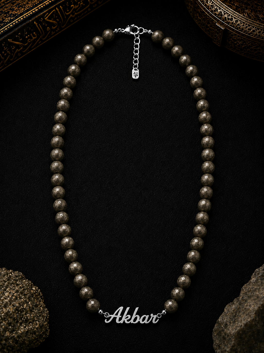 Pyrite Custom Name Necklace Men