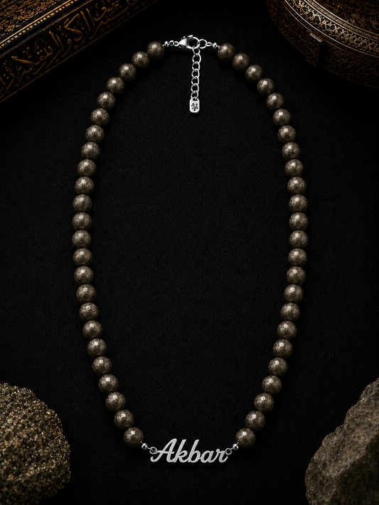 Pyrite Custom Name Necklace Men