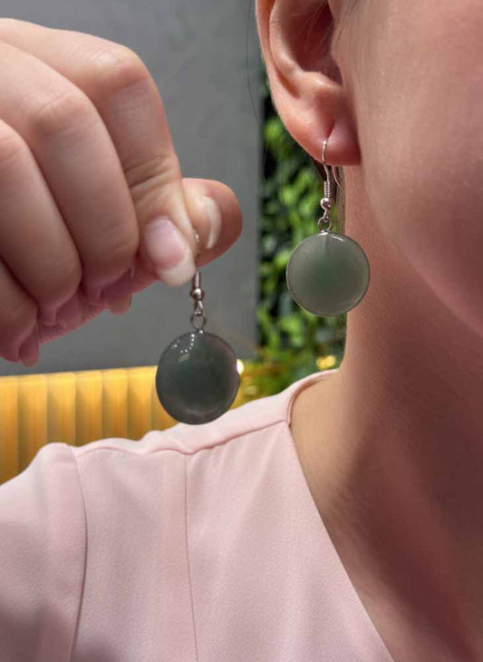Green Aventurine Disc Earrings - Jade Alluring