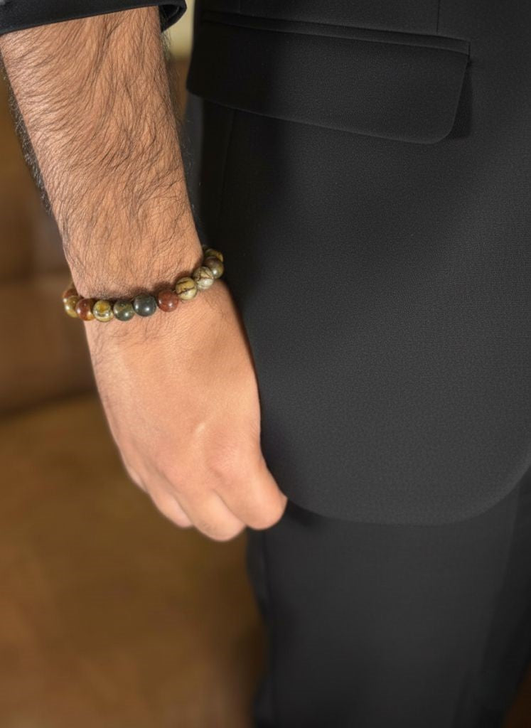 natural jasper stone mens bracelet