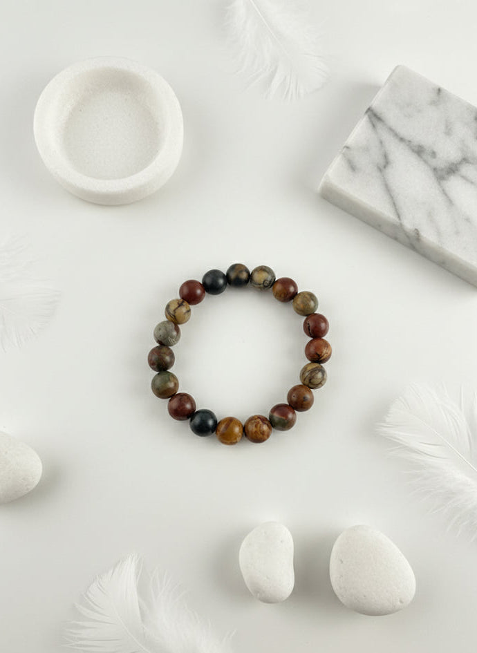 brown and grey jasper crystal bracelet