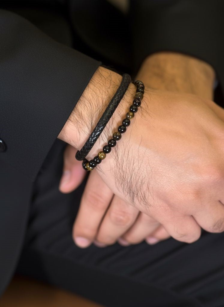 black obsidian mens bracelet