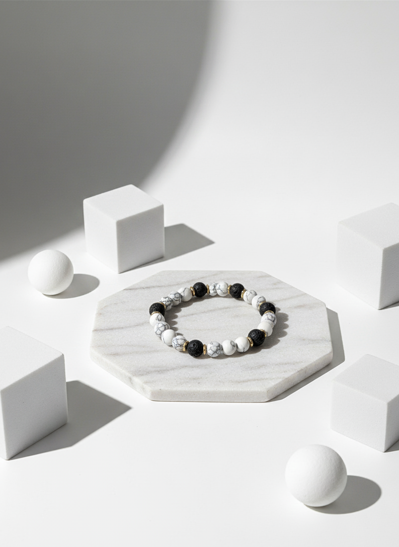 minimal white black crystal bracelet