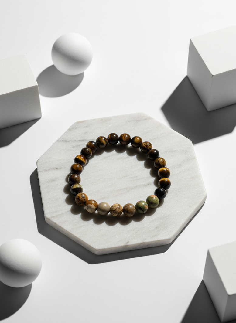 natural brown crystal men’s bracelet