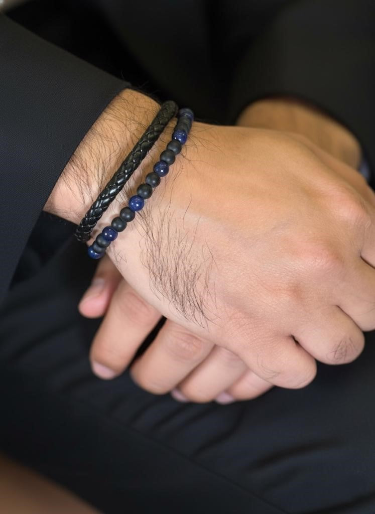 blue tiger eye mens bracelet