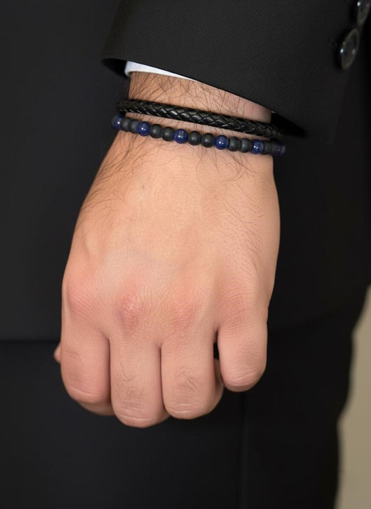 mens leather and crystal bracelet