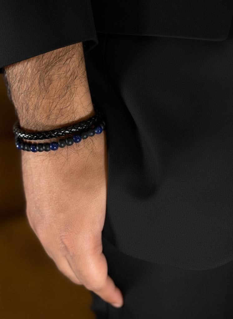 mens leather and crystal bracelet