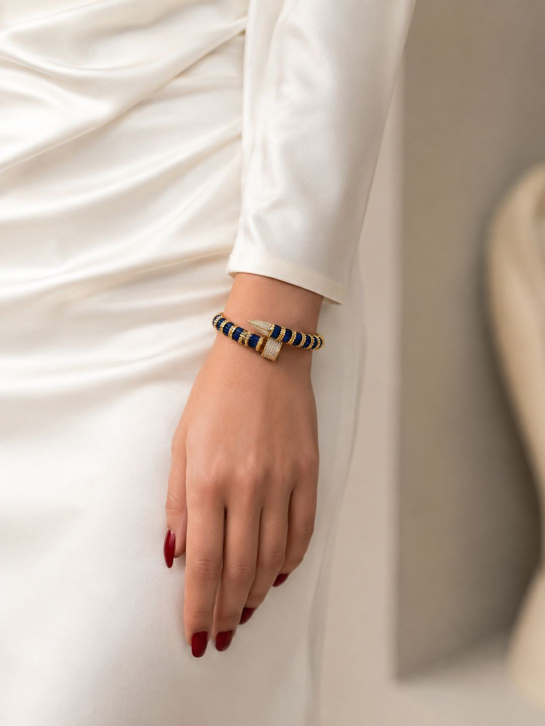 Blue Quartz Luxe Nail Cuff Bracelet