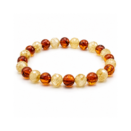 Multicolored beaded bracelet on a white background