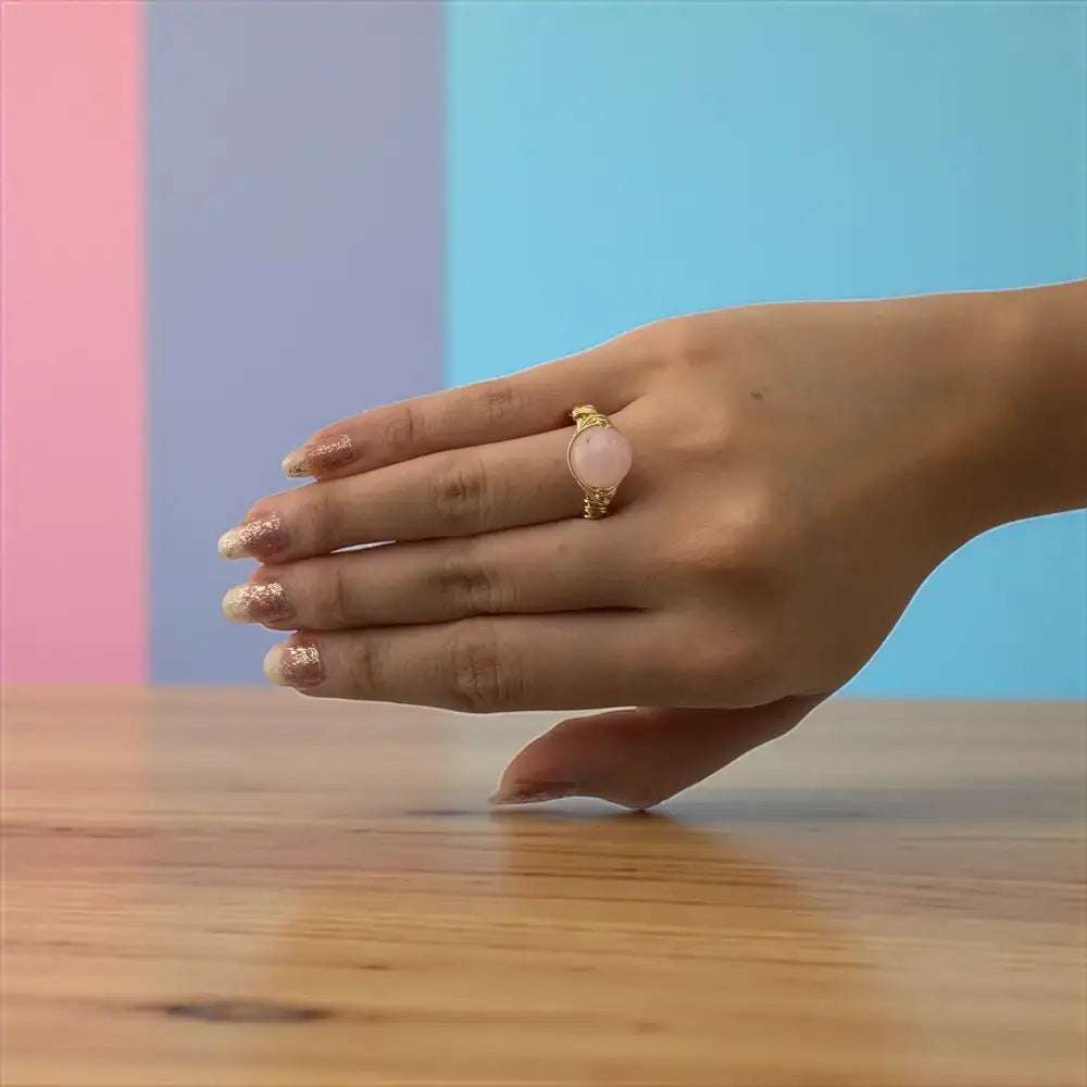Heart Stone Rose Quartz Ring – Be Gentle & Stay Brave