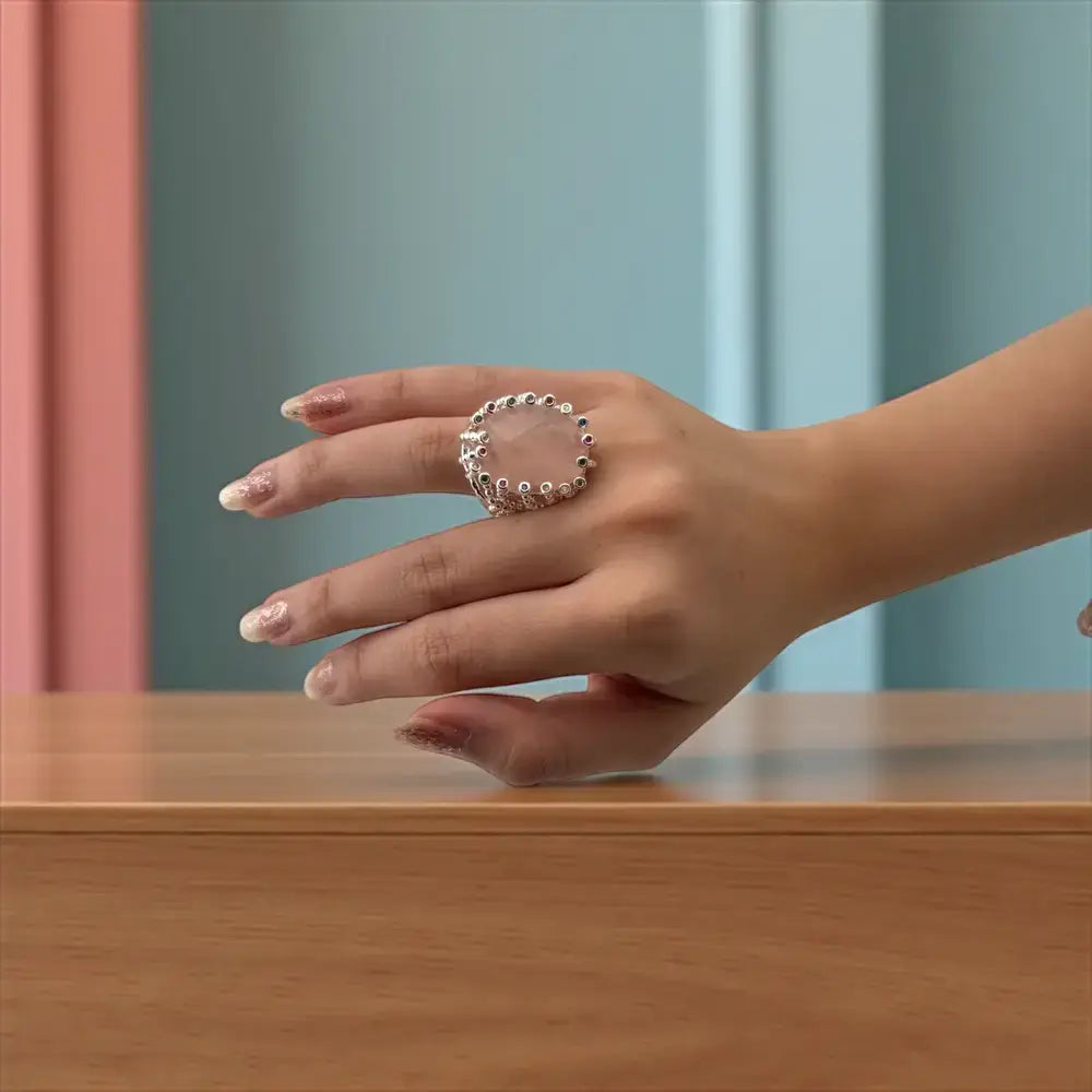 Blush Embrace Rose Quartz Ring – Love in Every Curve