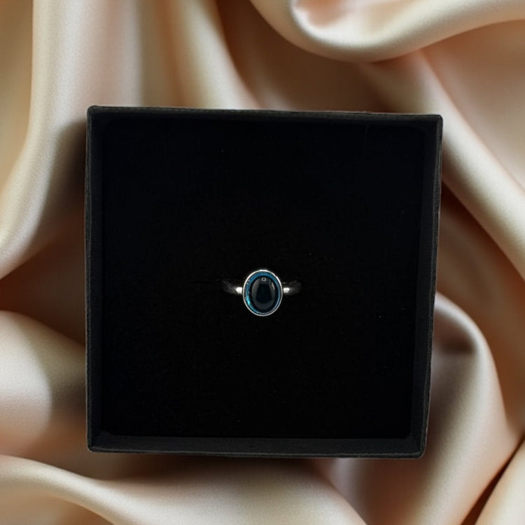 Noir Calm Blue Aventurine Ring – Power, Stillness & Inner Strength