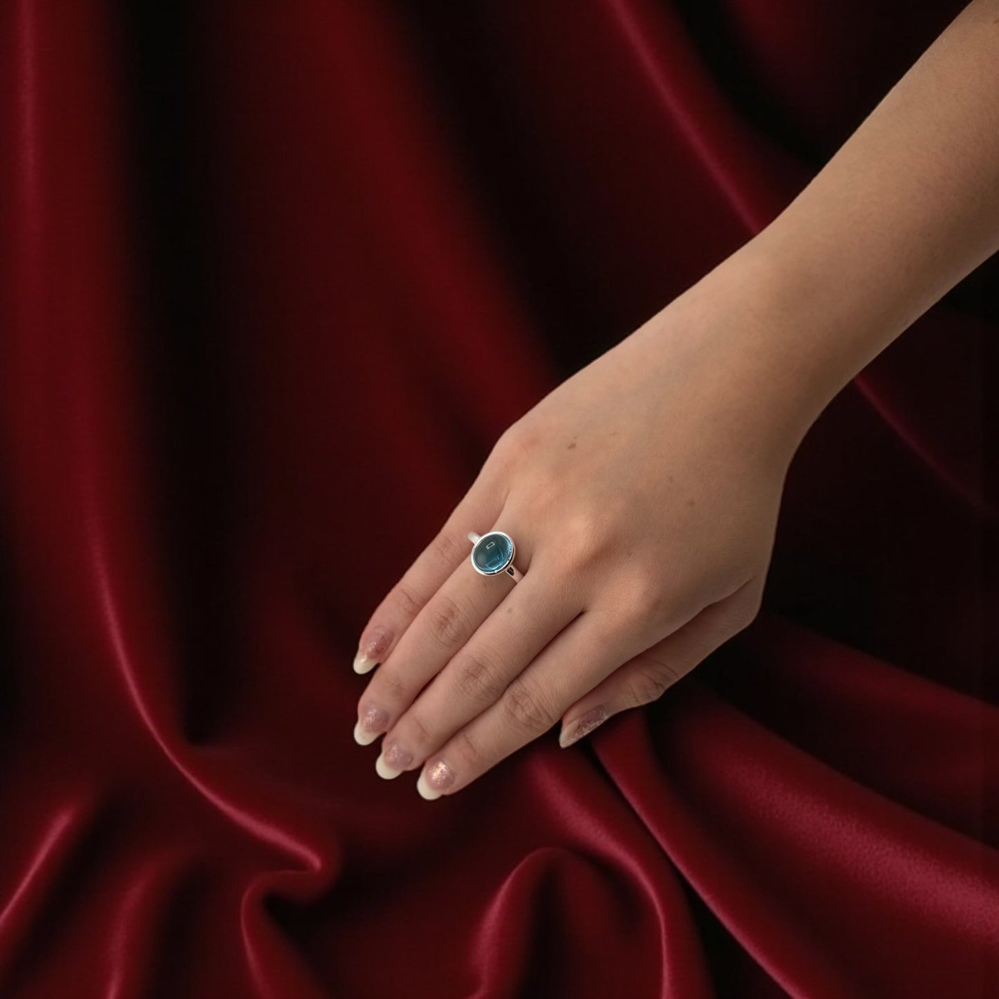 Noir Calm Blue Aventurine Ring – Power, Stillness & Inner Strength