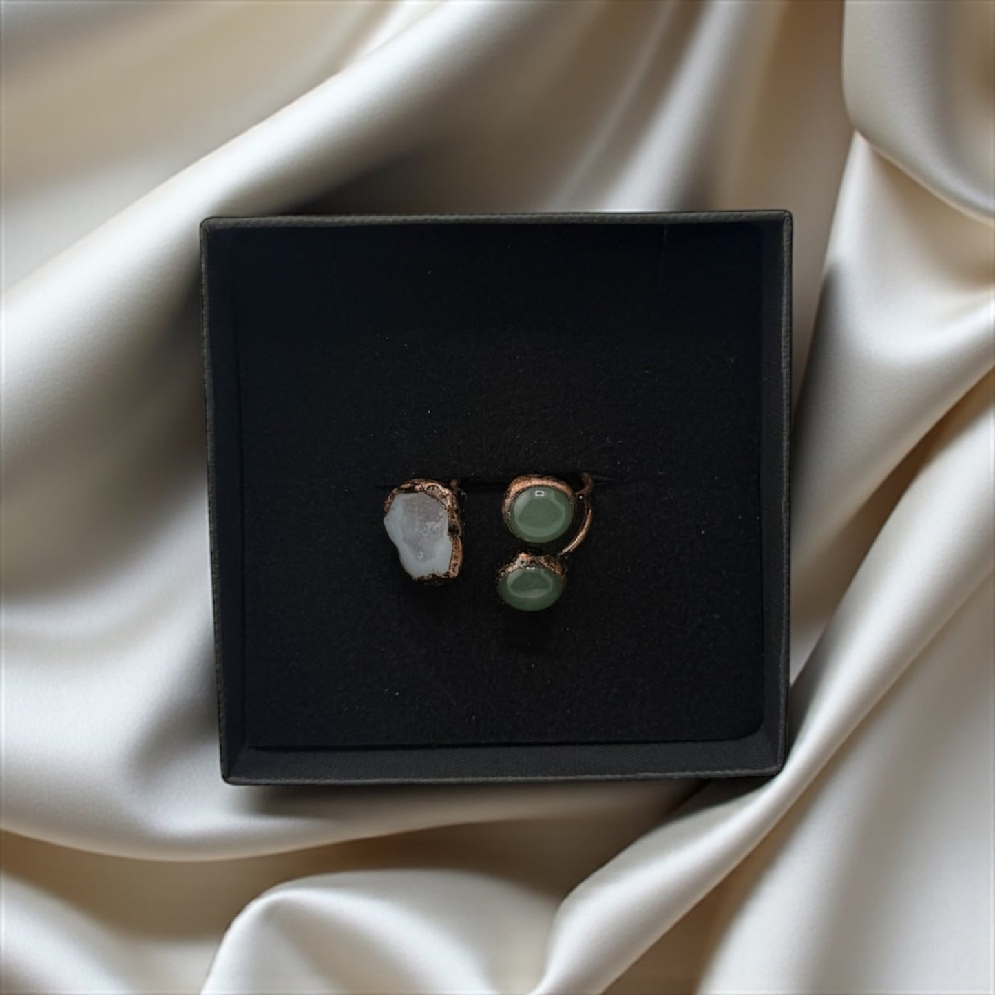 Forest Whisper Clear Quartz & Green Aventurine Ring – Ground, Heal & Awaken