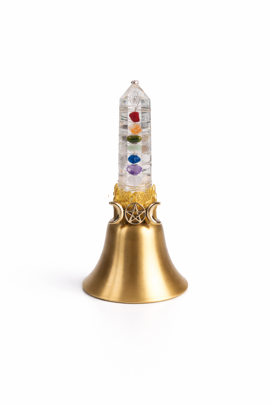 Decorative lamp with chakra stones on a white background