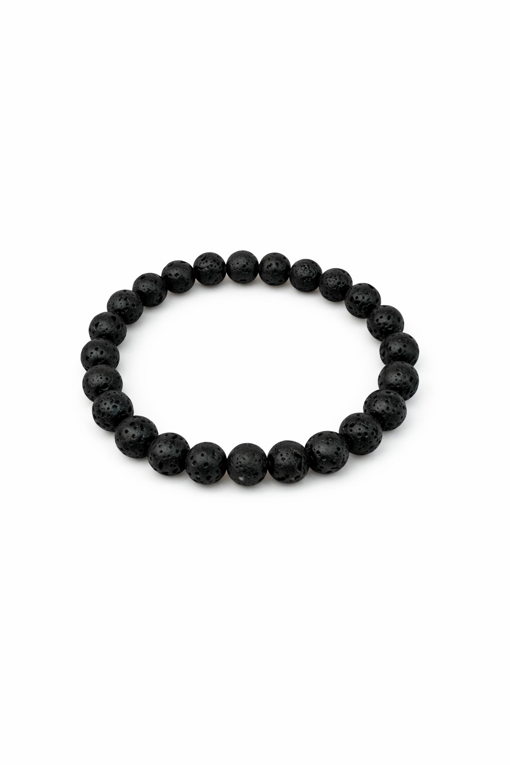 Black beaded bracelet on a white background