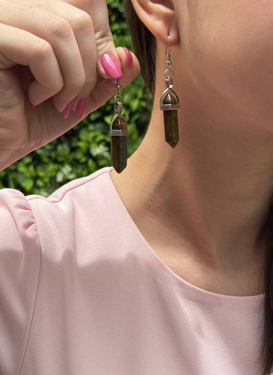 Fierce Clarity – Tiger Eye Point Earrings