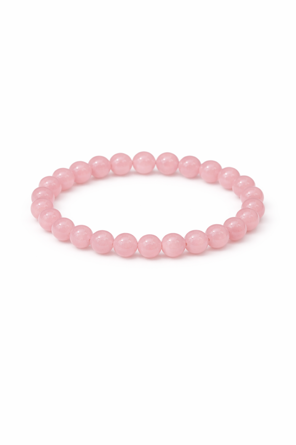 Pink beaded bracelet on a white background