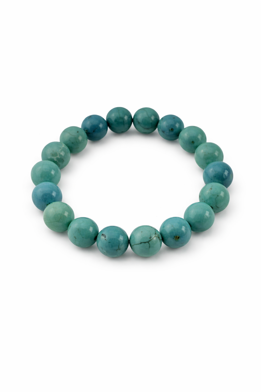 Turquoise beaded bracelet on a white background