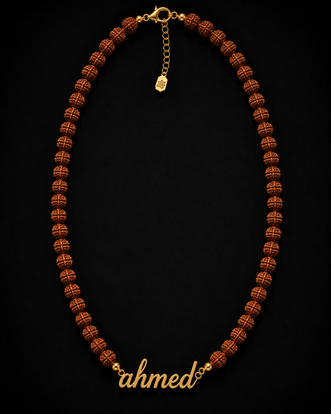 Rudraksha Custom Name Necklace for Men