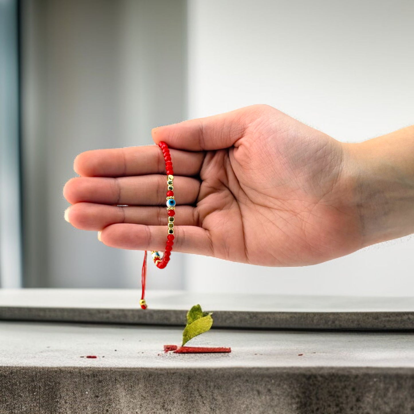 evil eye bead bracelet close up