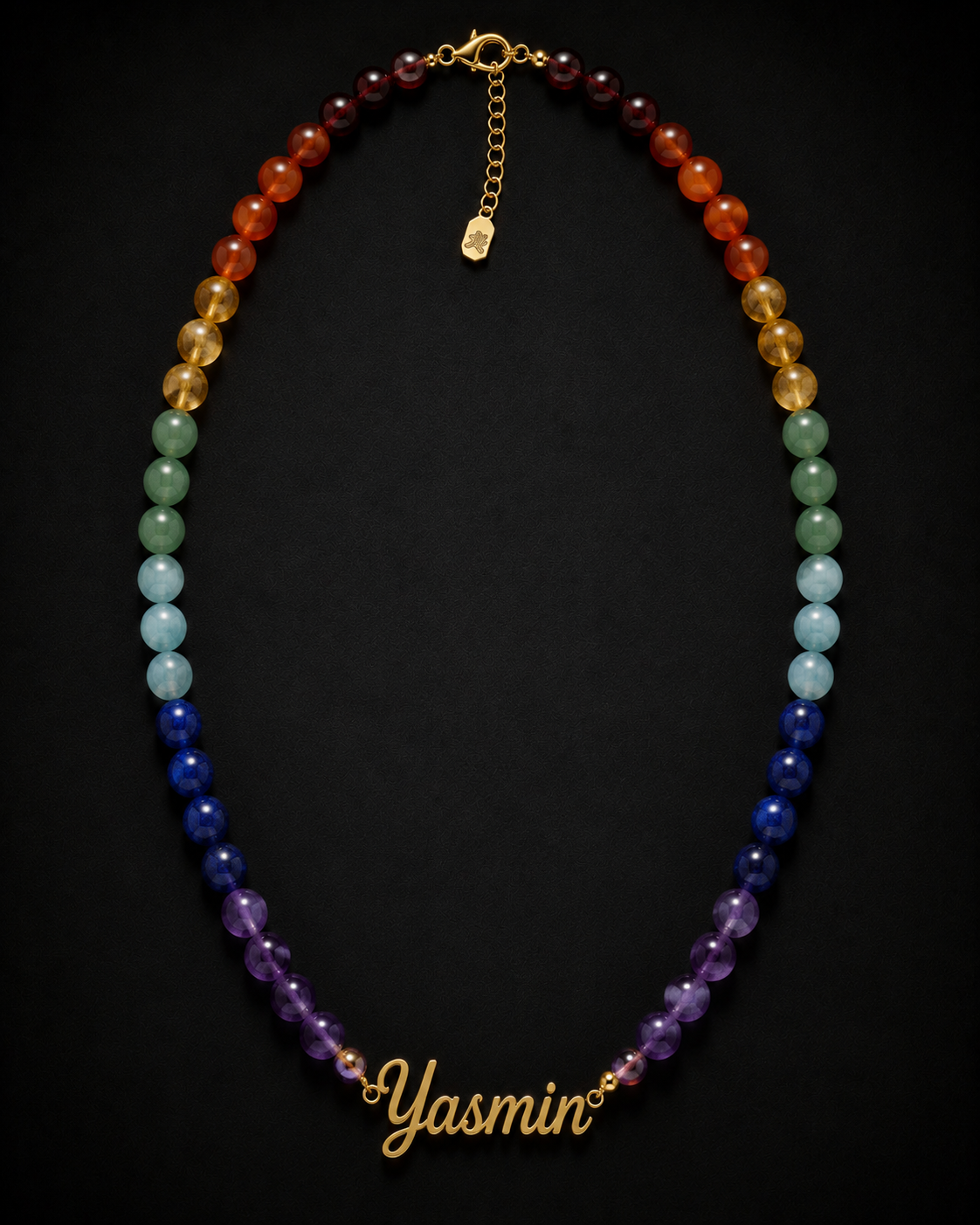Seven Chakra Custom Name Necklace – Personalized Crystal Healing Necklace