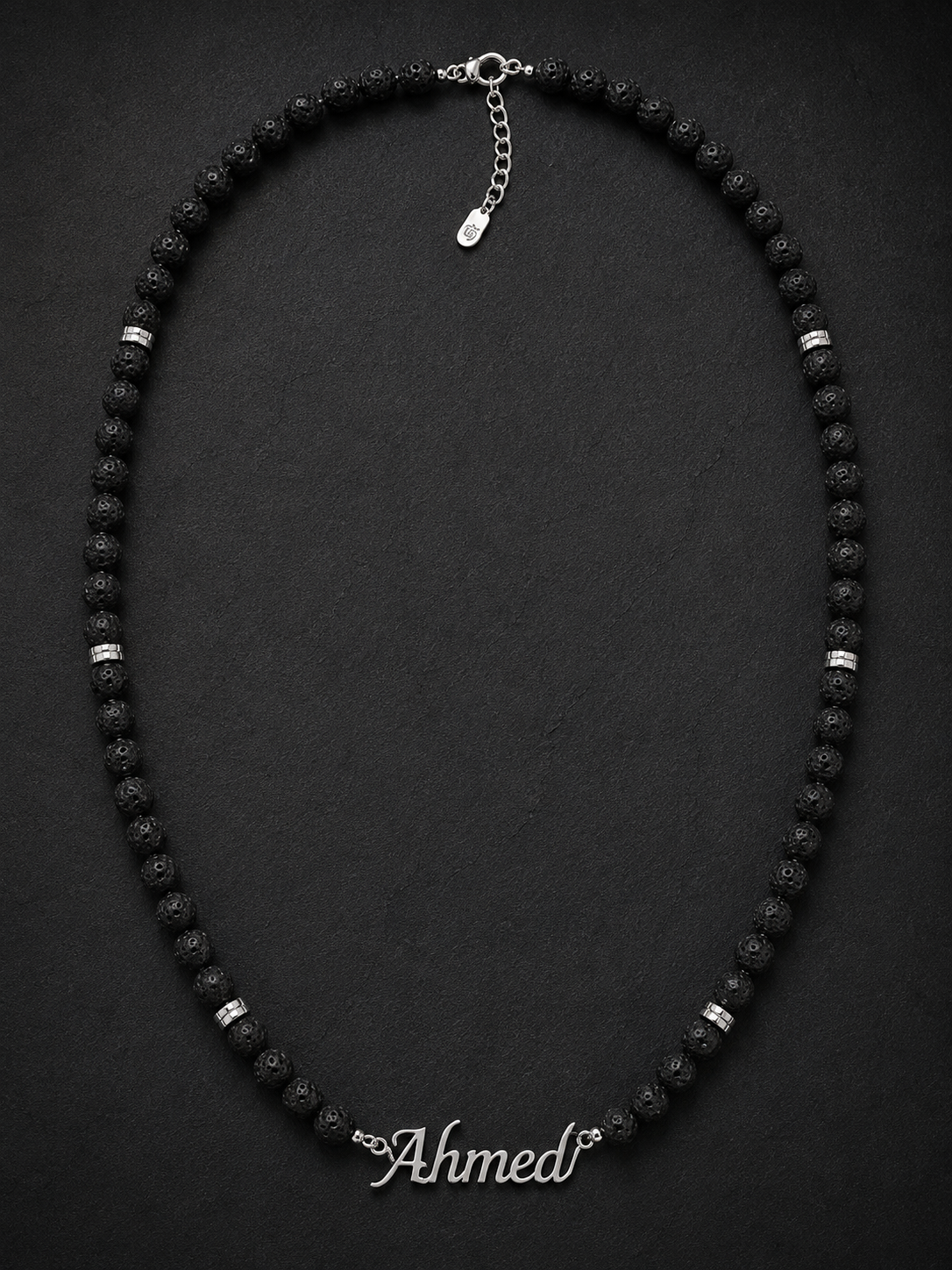 Black Lava Custom Name Necklace for Men