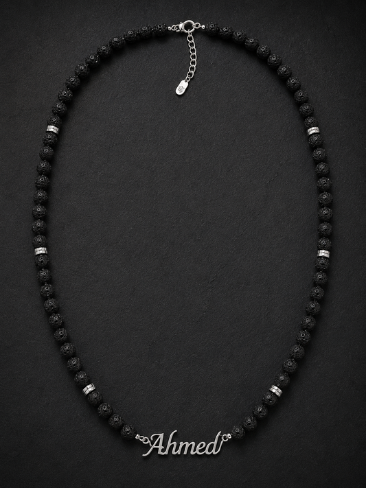 Black Lava Custom Name Necklace for Men