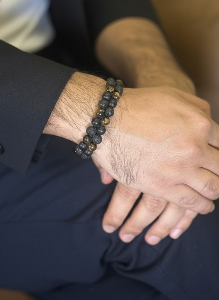 lava stone mens bracelet
