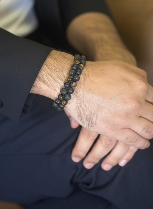 lava stone mens bracelet
