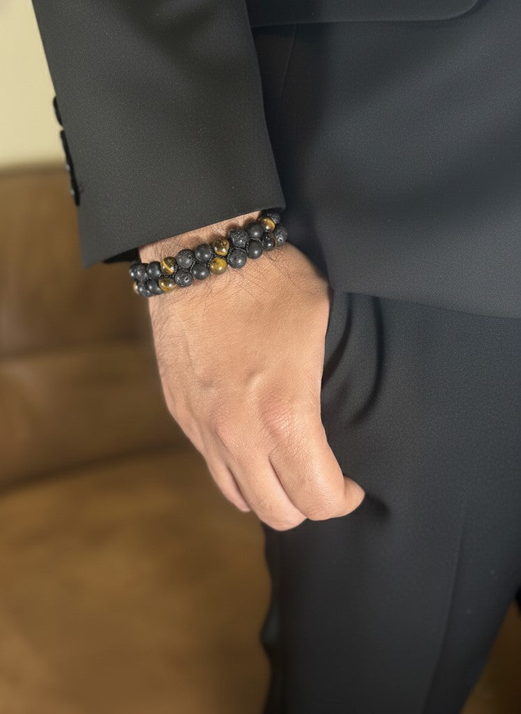 matte black onyx mens bracelet