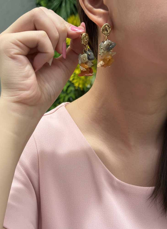 Harvest Drop - Mixed Aventurine Cluster Earrings