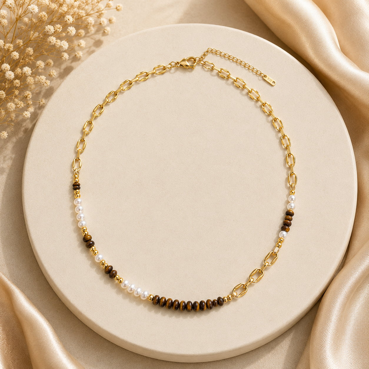 Tiger Eye Confidence Pearl Necklace
