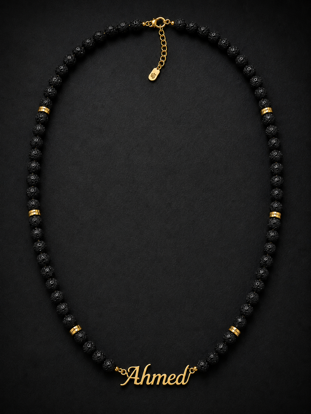 Black Lava Custom Name Necklace for Men