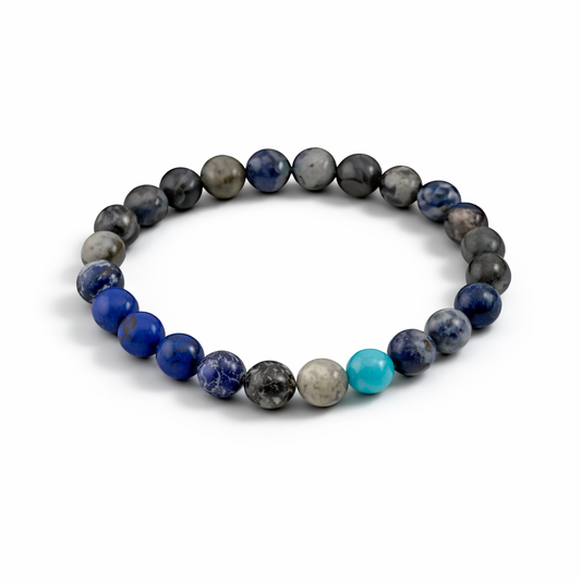 Multicolored beaded bracelet on a white background