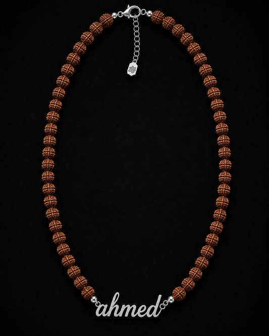 Rudraksha Custom Name Necklace for Men