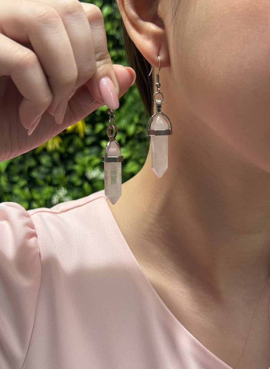 Blush Harmony – Rose Quartz Point Earrings